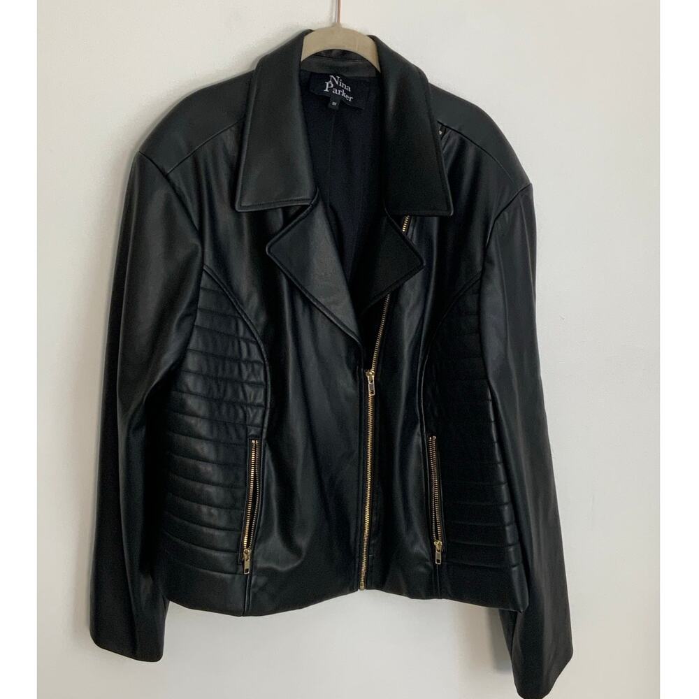 Nina Parker Faux Leather Moto Jacket size‎ 3X
